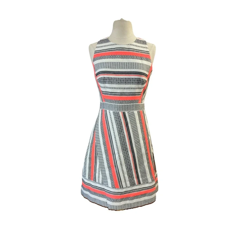 KATE Spade Flights of Fancy Ribbon Jacquard Dress Womens Sz 4 Black White Tweed
